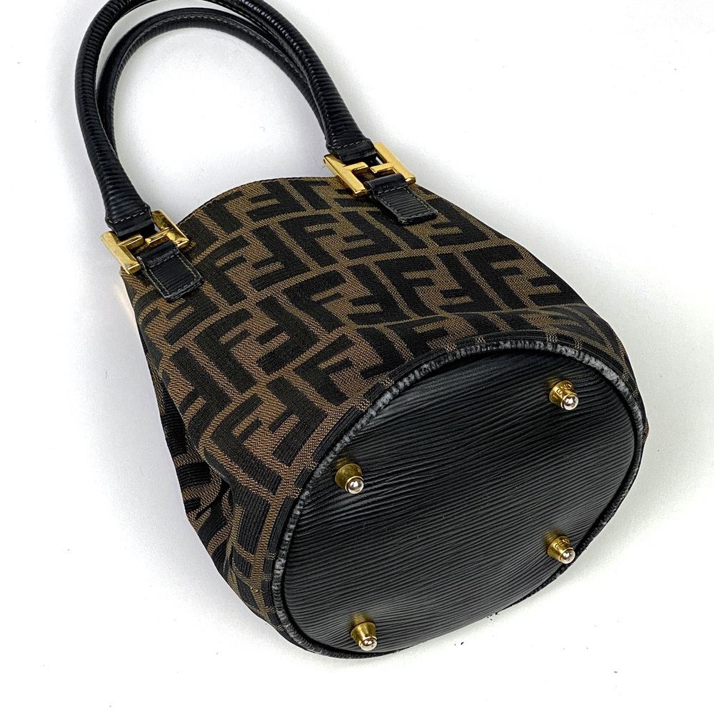 Fendi Zucca Pattern Bucket Type Canvas Handbag Br… - image 2